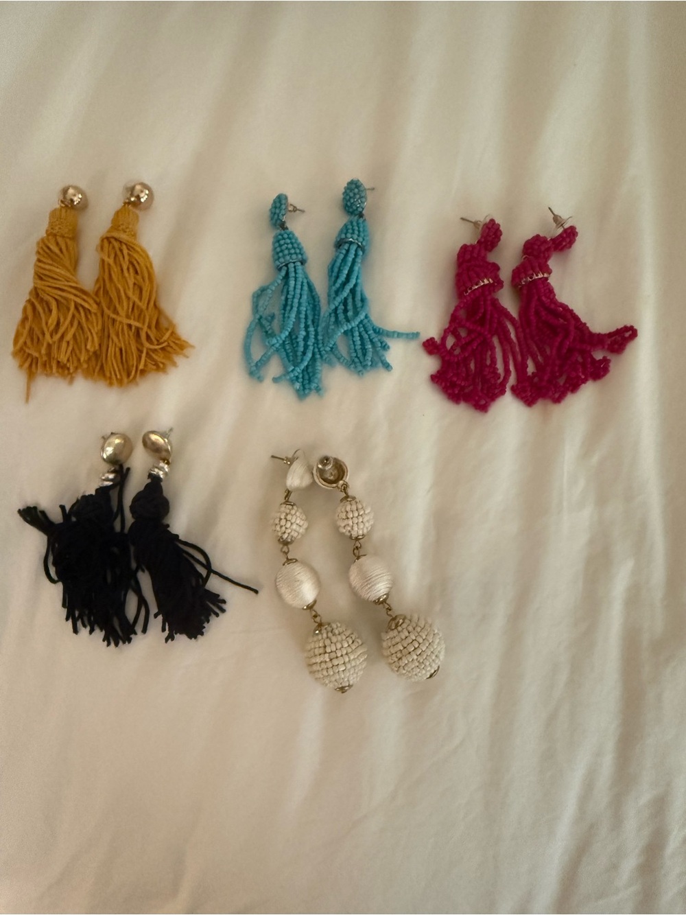 Colorful Tassel and Beaded Statement Earrings Set - Multicolor
